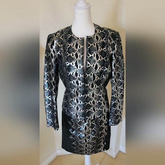 metrostyle Jackets & Blazers - Black Metallic Silver Leather  Suede Reptile Print by Metrostyle , Size 12